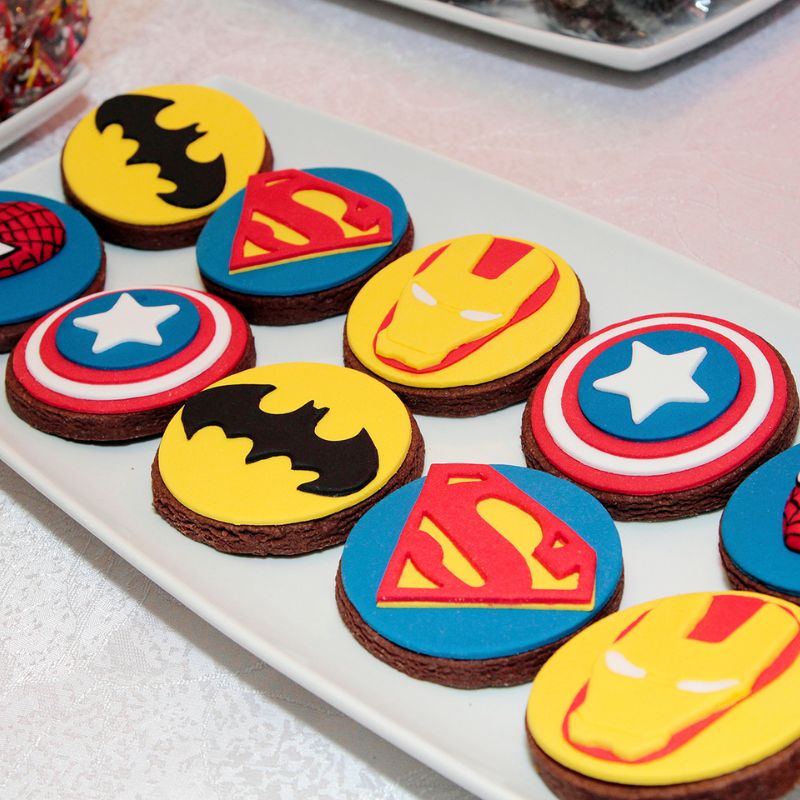 superhero themed biscuits